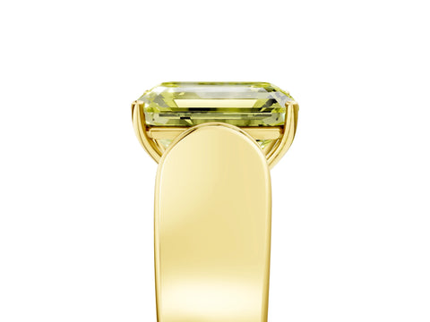Yellow gold Fancy Yellow Emerald Cut Cut Diamond Channel Set Solitaire Ring with Four-Prong Setting_5