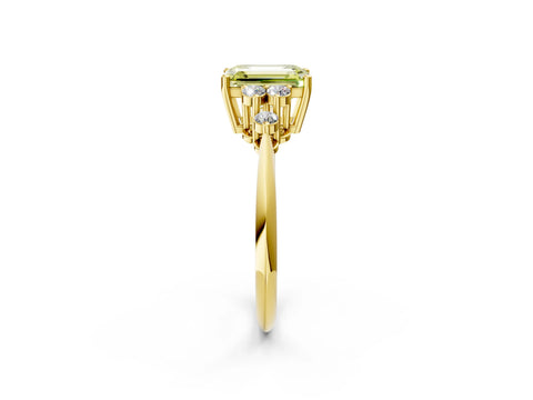 Yellow gold Fancy Yellow Emerald Cut Cut Diamond Cluster Ring with Solitaire Band and Four-Prong Setting_2