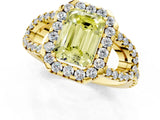 Yellow gold Fancy Yellow Emerald Cut Cut Diamond Halo Engagement Ring with Open Split Pavé Band_1