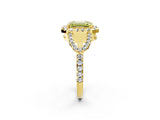 Yellow gold Fancy Yellow Emerald Cut Cut Diamond Halo Engagement Ring with Open Split Pavé Band_2