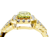 Yellow gold Fancy Yellow Emerald Cut Cut Diamond Halo Engagement Ring with Open Split Pavé Band_4