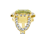 Yellow gold Fancy Yellow Emerald Cut Cut Diamond Halo Engagement Ring with Open Split Pavé Band_5
