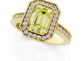 Yellow gold Fancy Yellow Emerald Cut-Cut Diamond Halo Engagement Ring with Pave Band and Prong Setting_1