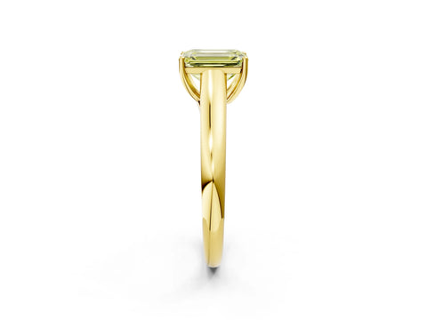 Yellow gold Fancy Yellow Emerald Cut Cut Diamond Solitaire Engagement Ring with Tapered Plain Band and Four-Prong Setting_2