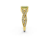 Yellow gold Fancy Yellow Emerald Cut Cut Diamond Twisted Band with Milgrain Pave Setting and Four-Prong Setting_2