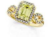 Yellow gold Fancy Yellow Emerald Cut Cut Halo Diamond Infinity Band with Four-Prong Setting_1