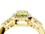 Yellow gold Fancy Yellow Emerald Cut Cut Halo Diamond Infinity Band with Four-Prong Setting_4
