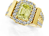 Yellow gold Fancy Yellow Emerald Cut Cut Halo Split Shank Prong Set Ring_1