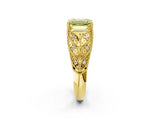 Yellow gold Fancy Yellow Emerald Cut Cut Milgrain Pave Diamond Engagement Ring with Four-Prong Setting_17