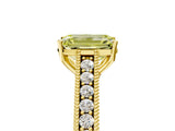 Yellow gold Fancy Yellow Emerald Cut Cut Pave Band Milgrain Solitaire Ring_5