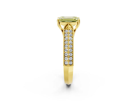 Yellow gold Fancy Yellow Emerald Cut Cut Pave Split Shank Engagement Ring with Four-Prong Setting_2