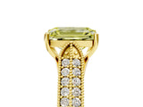 Yellow gold Fancy Yellow Emerald Cut Cut Pave Split Shank Engagement Ring with Four-Prong Setting_5