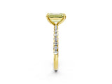 Yellow gold Fancy Yellow Emerald Cut Diamond Brilliant Solitaire Ring with Pavé Band and Four-Prong Setting_26