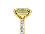 Yellow gold Fancy Yellow Emerald Cut Diamond Brilliant Solitaire Ring with Pavé Band and Four-Prong Setting_29