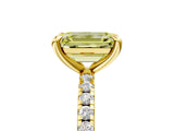 Yellow gold Fancy Yellow Emerald Cut Diamond Brilliant Solitaire Ring with Pavé Band and Four-Prong Setting_5