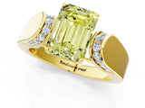 Yellow gold Fancy Yellow Emerald Cut Diamond Channel Set Solitaire Ring with Four-Prong Setting_13