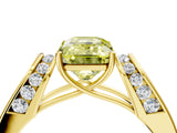 Yellow gold Fancy Yellow Emerald Cut Diamond Channel Set Solitaire Ring with Four-Prong Setting_16