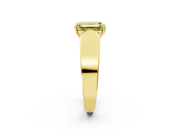 Yellow Gold Emerald Cut Channel Set Engagement Ring Setting for Fancy Yellow Center with Wide Band