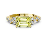 Yellow gold Fancy Yellow Emerald Cut Diamond Cluster Pavé Band with Four-Prong Setting_12