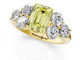 Yellow gold Fancy Yellow Emerald  Cut Diamond Cluster Ring with Round Accent Stones and Prong Setting on a Classic Band_50