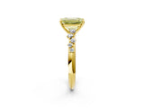 Yellow gold Fancy Yellow Emerald Cut Diamond Cluster Side Stone Solitaire Ring with Prong Setting_55