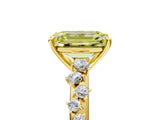 Yellow gold Fancy Yellow Emerald Cut Diamond Cluster Side Stone Solitaire Ring with Prong Setting_58