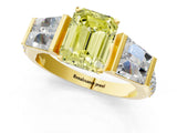 Yellow gold Fancy Yellow Emerald Cut Diamond Engagement Ring with Baguette Side Stones and Channel Set Band_20