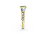 Yellow gold Fancy Yellow Emerald Cut Diamond Engagement Ring with Baguette Side Stones and Channel Set Band_21