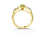 Yellow gold Fancy Yellow Emerald Cut Diamond Engagement Ring with Baguette Side Stones and Channel Set Band_22
