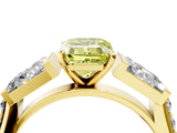 Yellow gold Fancy Yellow Emerald Cut Diamond Engagement Ring with Baguette Side Stones and Channel Set Band_23