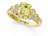 Yellow gold Fancy Yellow Emerald  Cut Diamond Engagement Ring with Bezel Set Round Side Stones and Prong Setting_50