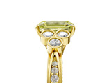 Yellow gold Fancy Yellow Emerald  Cut Diamond Engagement Ring with Bezel Set Round Side Stones and Prong Setting_54