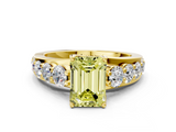 Yellow gold Fancy Yellow Emerald  Cut Diamond Engagement Ring with Pavé Band and Four-Prong Setting_3