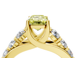 Yellow gold Fancy Yellow Emerald  Cut Diamond Engagement Ring with Pavé Band and Four-Prong Setting_7