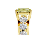 Yellow gold Fancy Yellow Emerald  Cut Diamond Engagement Ring with Pavé Band and Four-Prong Setting_8