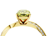 Yellow gold Fancy Yellow Emerald Cut Diamond Engagement Ring with Side Stone Accents and Four-Prong Setting_16