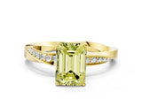 Yellow gold Fancy Yellow Emerald Cut Diamond Engagement Ring with Side Stone Accents and Four-Prong Setting_72