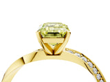 Yellow gold Fancy Yellow Emerald Cut Diamond Engagement Ring with Side Stone Accents and Four-Prong Setting_76