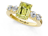 Yellow gold Fancy Yellow Emerald  Cut Diamond Five-Stone Prong Set White Gold Ring_33