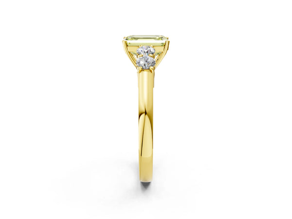 Yellow gold Fancy Yellow Emerald  Cut Diamond Five-Stone Prong Set White Gold Ring