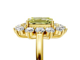 Yellow gold Fancy Yellow Emerald Cut Diamond Floral Double Halo Engagement Ring with Prong Setting_29