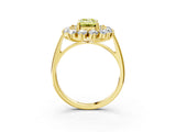 Yellow gold Fancy Yellow Emerald Cut Diamond Floral Double Halo Engagement Ring with Prong Setting_63