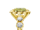 Yellow gold Fancy Yellow Emerald  Cut Diamond Floral Halo Engagement Ring with Shared Prong Setting 1