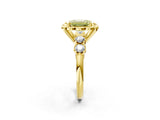 Yellow gold Fancy Yellow Emerald  Cut Diamond Floral Halo Engagement Ring with Shared Prong Setting 4