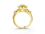 Yellow gold Fancy Yellow Emerald  Cut Diamond Floral Halo Engagement Ring with Shared Prong Setting 5