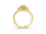 Yellow gold Fancy Yellow Emerald  Cut Diamond Floral Halo Pave Band with Prong Setting_40