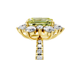 Yellow gold Fancy Yellow Emerald  Cut Diamond Floral Halo Pave Band with Prong Setting_42
