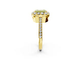 Yellow gold Fancy Yellow Emerald Cut Diamond Floral Halo Ring with Pavé Band and Prong Setting_5
