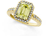 Yellow gold Fancy Yellow Emerald Cut Diamond Halo Engagement Ring with Pavé Band and Prong Setting_28