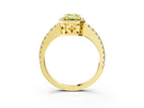 Yellow gold Fancy Yellow Emerald Cut Diamond Halo Engagement Ring with Pavé Band and Prong Setting_30
